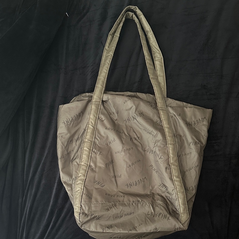 PINK Victoria's Secret Olive Tote Bag.  Comes with a small zipper pouch as well.